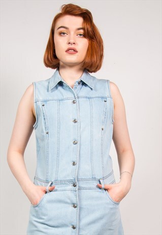 VINTAGE BLUE DENIM MIDI DRESS