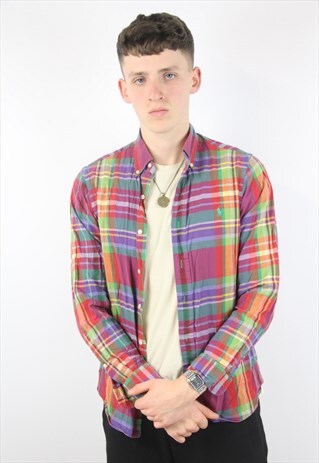 VINTAGE POLO RALPH LAUREN COLOURFUL TARTAN SHIRT