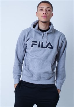 Vintage Fila embroidered hoodie in grey 