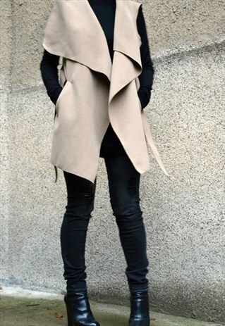 VEST SLEEVELESS HIGH COLLAR FRANKIE BRUSHED VEST BELT F1505