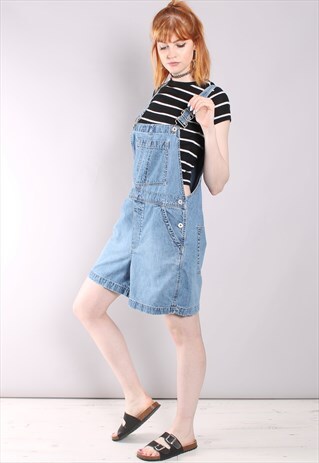 VINTAGE 90S GAP BLUE DENIM DUNGAREE SHORTS