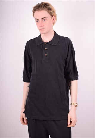 DICKIES MENS VINTAGE POLO SHIRT LARGE BLACK 90'S