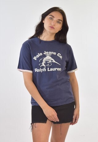 VINTAGE 90S BLUE RALPH LAUREN CREW NECK T SHIRT