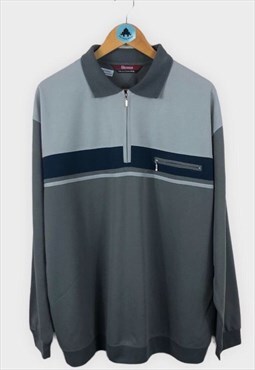 Vintage Sweatshirt Jumper Quarter Zip Patterned Striped 