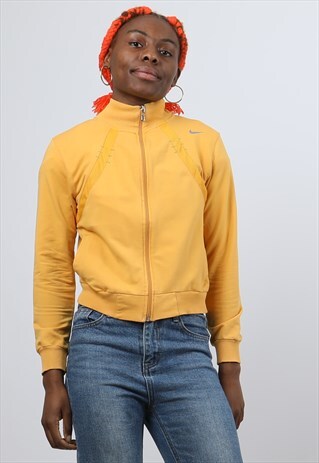 VINTAGE NIKE SMALL YELLOW EMBOIDERED LOGO ZIPPED SWEATSHIRT