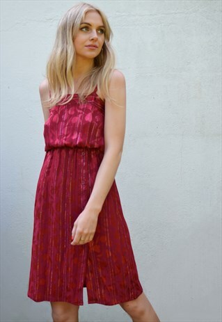 VINTAGE 90S WINE RED STRAP SUMMER SLIP DRESS