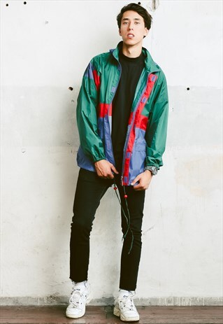 VINTAGE 80S BOLD WINDBREAKER RAIN JACKET