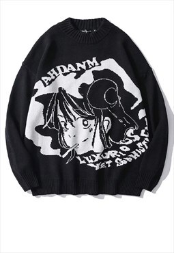Anime jumper Japanese cartoon top knitwear i-girl cardigan