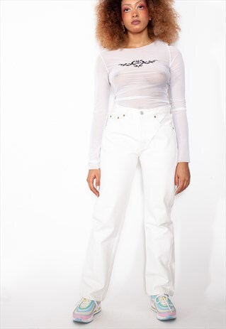VINTAGE 90S LEVI'S WHITE DENIM JEANS ID:7695