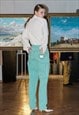 VINTAGE 80S TURQUOISE BEDAZZLED MOM JEANS