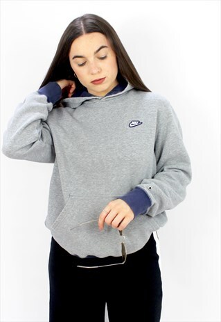 90'S RETRO GREY HOODED SWEATSHIRT