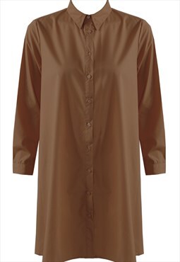 Oversize Shirt Dress in Camel