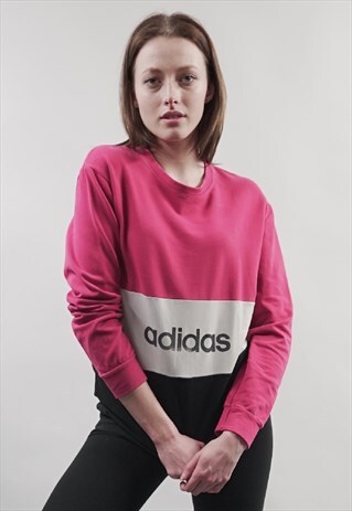 VINTAGE 90'S ADIDAS LOGO PINK/ BLACK SWEATER