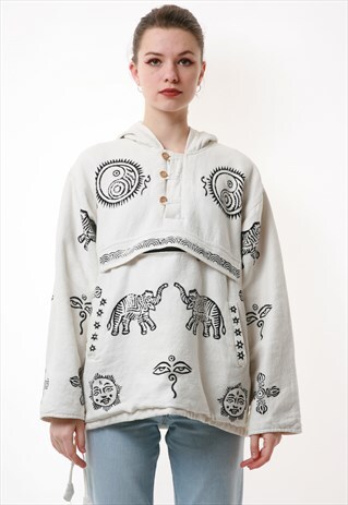 90S VINTAGE RARE OLDSCHOOL BAJA COTTON LINED HOODIE 16791