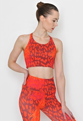MANTRA YOGA BRA IN ORANGE LEOPARD PRINT