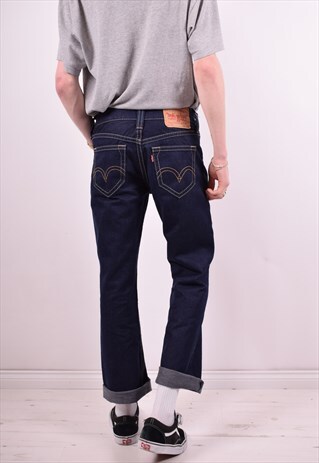 LEVI'S 921 MENS VINTAGE JEANS W30 L30 NAVY BLUE 90'S