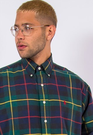 RALPH LAUREN SHIRT GREEN TARTAN CHECK