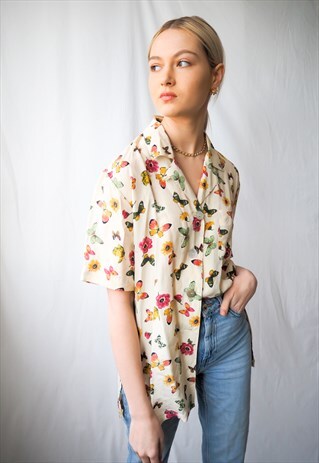 VINTAGE 1990'S BUTTERFLY PATTERN SHIRT