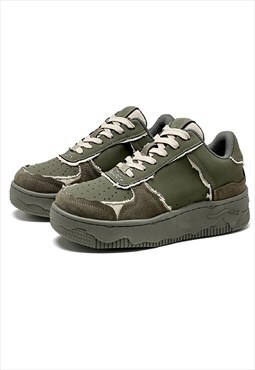 Raw platform high tops tractor sneakers skater shoes green