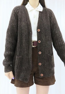 90s Vintage Brown Cardigan (Size S)