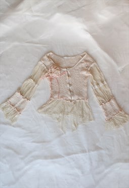 vintage cottage Fairy dreamy lace knit cardigan