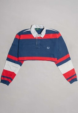 Authentic Fred Perry Multi Striped Cropped Long Sleeve Polo