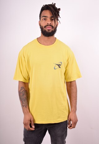 DIADORA MENS VINTAGE T-SHIRT TOP XL YELLOW 90S