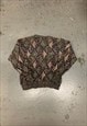 VINTAGE ABSTRACT KNITTED JUMPER PATTERNED CHUNKY SWEATER