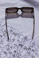 TRANSPARENT GREY MONOGRAM SIDED RECTANGLE NARROW SUNGLASSES