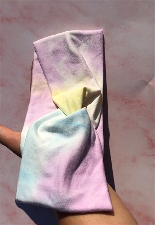 PASTEL BLUE PINK YELLOW CROSS KNOT COTTON HEADBAND