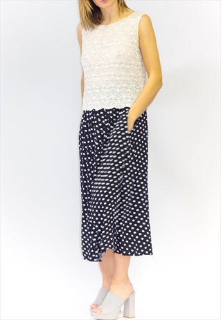 VINTAGE 90'S POLKA DOT MAXI SKIRT WITH POCKETS