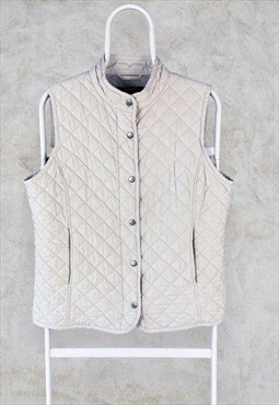 Gant Quilted Vest Jacket Gilet Beige Women's Large / XL