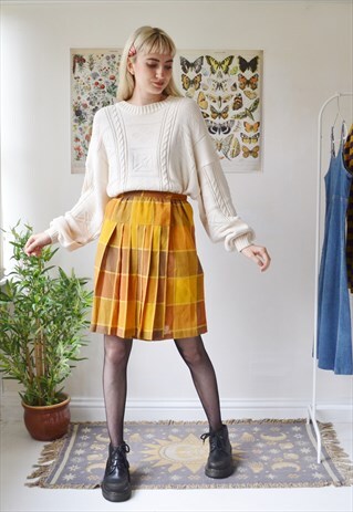 VINTAGE YELLOW CHECK WRAP SKIRT