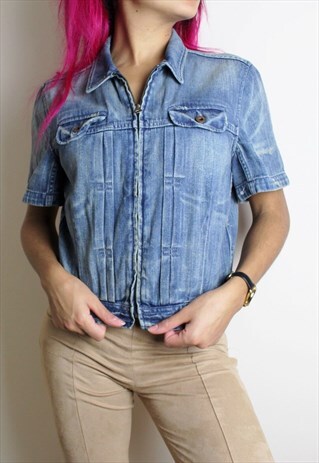 VINTAGE RALPH LAUREN POLO JEANS DENIM SHIRT WOMENS MEDIUM