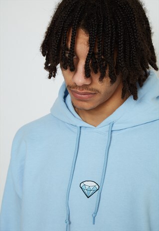 DIAMOND EMBROIDERED LIGHT BLUE HOOD
