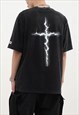 BLACK WASHED GRAPHIC COTTON OVERSIZED T SHIRT TEE