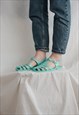 VINTAGE 90S BEACH JELLY SANDALS IN ELECTRIC GREEN 