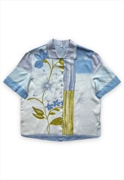Vintage top button up shirt blouse floral 80s 90s oversized