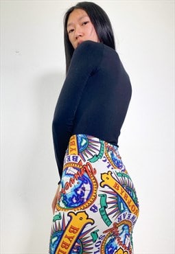 Vintage 90s multicoloured stretchy midi skirt 