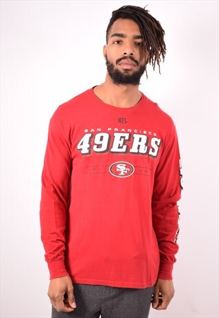NFL MENS VINTAGE SF 49 ERS TOP LONG SLEEVE MEDIUM RED 90S