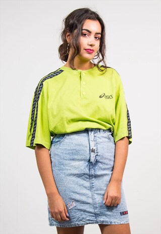 90'S VINTAGE BRIGHT GREEN ASICS OVERSIZE T-SHIRT