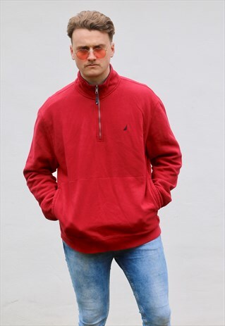 NAUTICA USA 1/4 ZIP LUST RED SWEATSHIRT