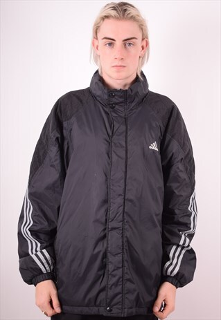 ADIDAS MENS VINTAGE JACKET LARGE BLACK 90S