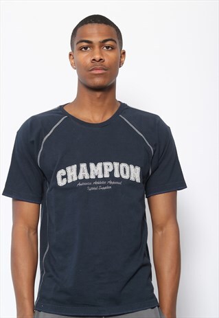 VINTAGE CHAMPION LOGO T-SHIRT BLUE
