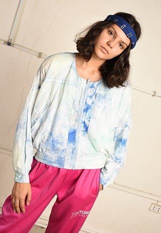 VINTAGE 90S TIE-DYE SHELL BOMBER JACKET TOP