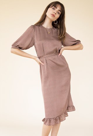 FRANCINE MIDI DRESS - COFFEE POLKA DOT