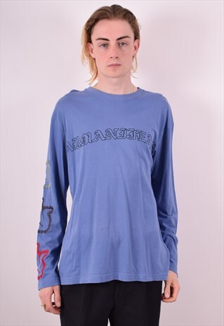 ARMANI JEANS MENS VINTAGE TOP LONG SLEEVE LARGE BLUE 90S