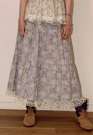 70S FLORAL BOHEMIAN HIPPY SKIRT