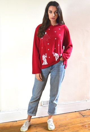 00S RED ANGEL DESIGN CHRISTMAS SWEATSHIRT