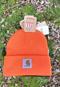 New Wool Carhartt Orange WIP Logo Beanie Hat